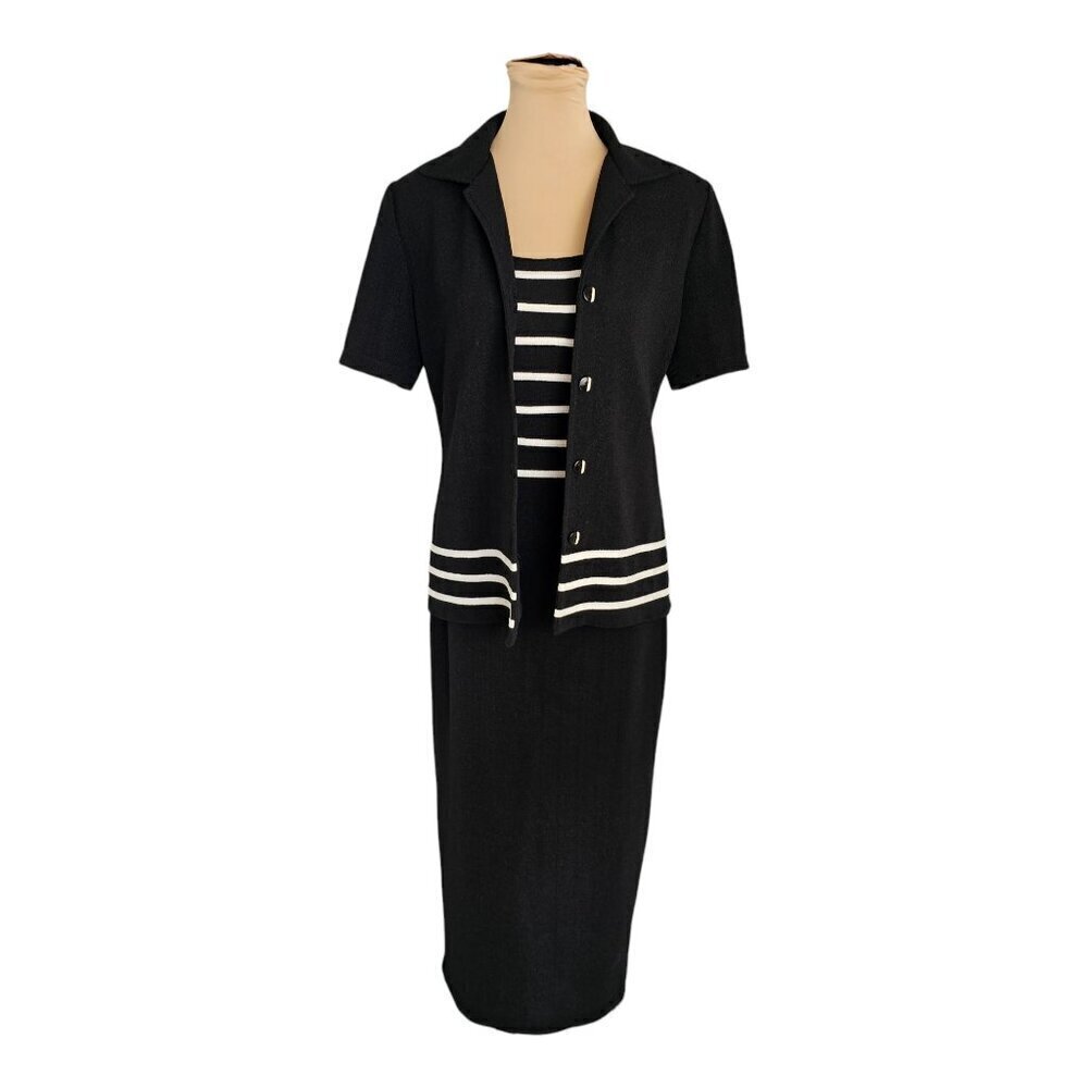 Joseph Ribkoff Vintage Black and White Dress Cardigan Set Sz 4